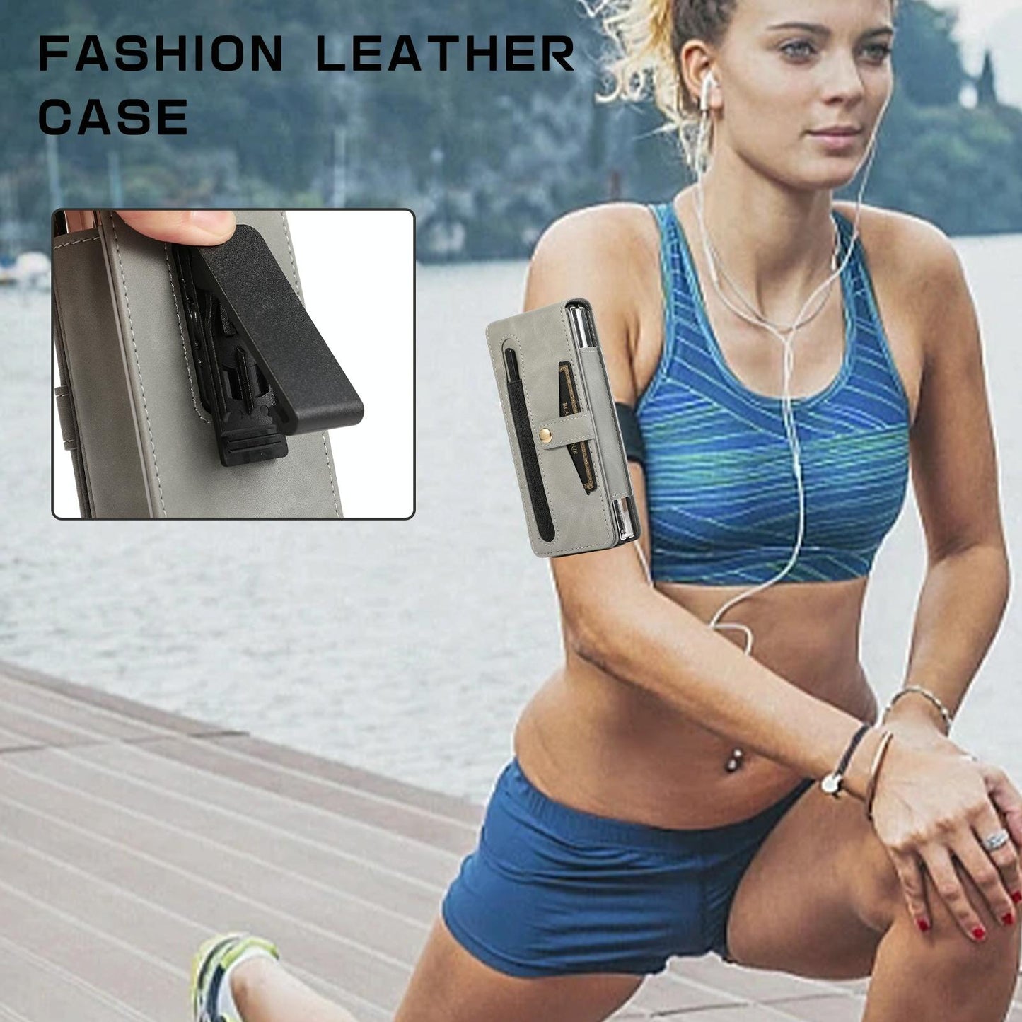 Leather Folding Phone Case for Samsung Galaxy z Fold 4 - Purple