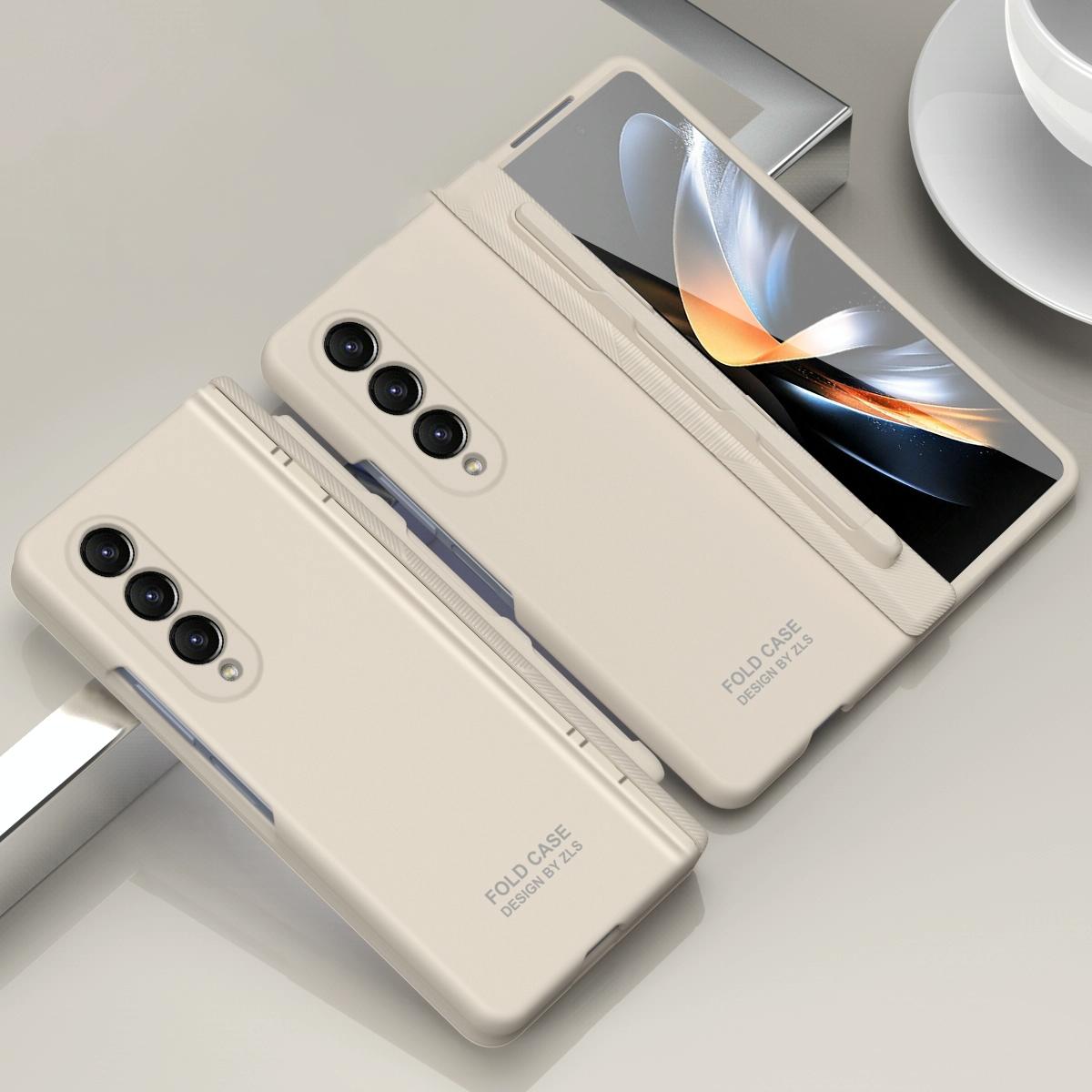 Foldable Phone Case with Pen and Stylus for Samsung Galaxy z Fold 4 / 5g - White