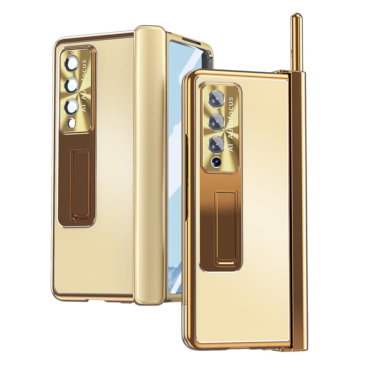 Shockproof Aluminum Double Hinge Case for Samsung Galaxy z Fold 4 - Gold