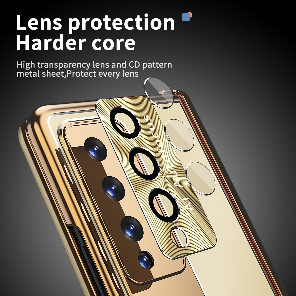 Shockproof Aluminum Double Hinge Case for Samsung Galaxy z Fold 4 - Gold