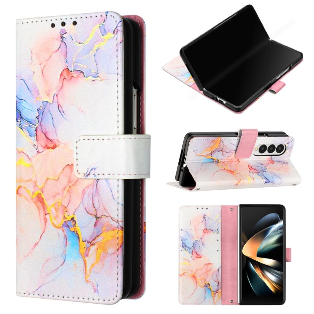 Marble Leather Flip Case for Samsung Galaxy z Fold 4 - Galaxy Marble White Ls004