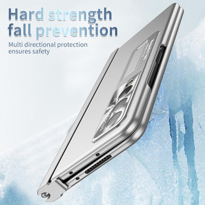 Foldable Phone Case with Pen Slot for Samsung Galaxy z Fold 4 - Electroplated - Gold