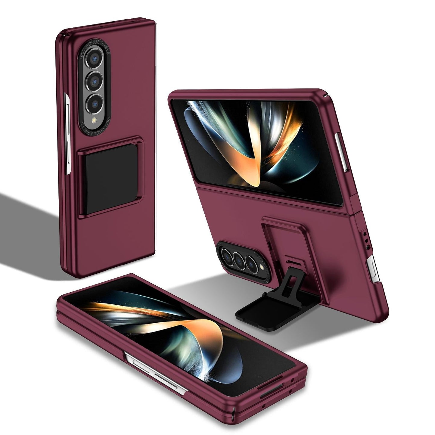 Foldable 3d Design Phone Case for Samsung Galaxy z Fold 4 / 5g - Wine Red