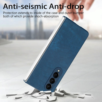 Vintage Leather Fold Case for Samsung Galaxy z Fold 4 - Purple