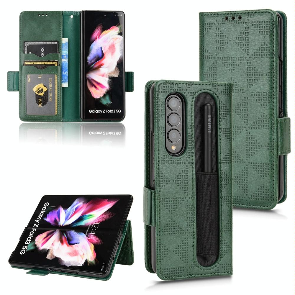 Symmetrical Leather Triangle Phone Case for Samsung Galaxy z Fold 4 - Green