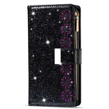 Sparkling Leather Zip Case for Samsung Galaxy z Fold 4 - Zipper Closure - Rose Gold