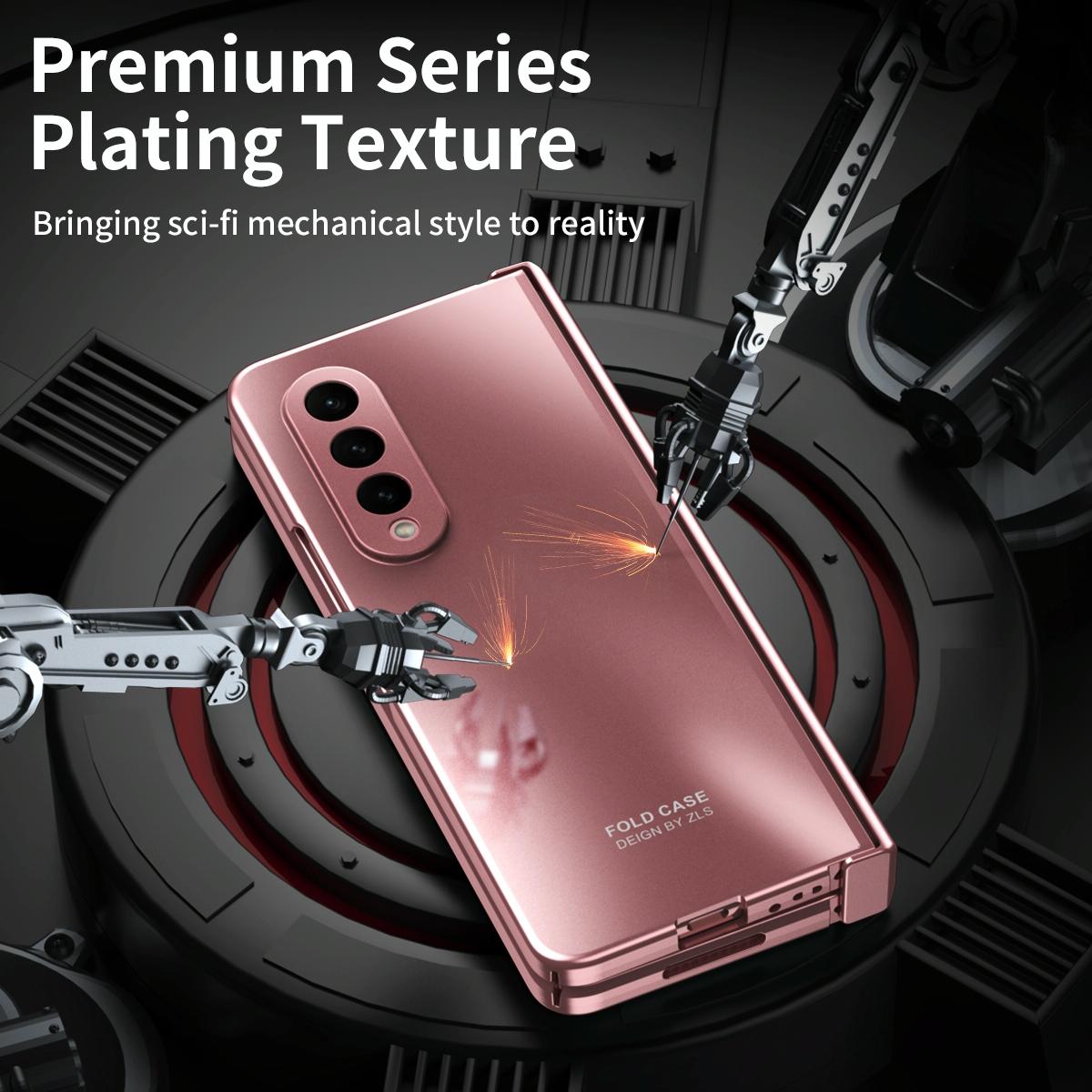 Foldable Electroplated 5g Case for Samsung Galaxy z Fold 4 - Champagne Gold