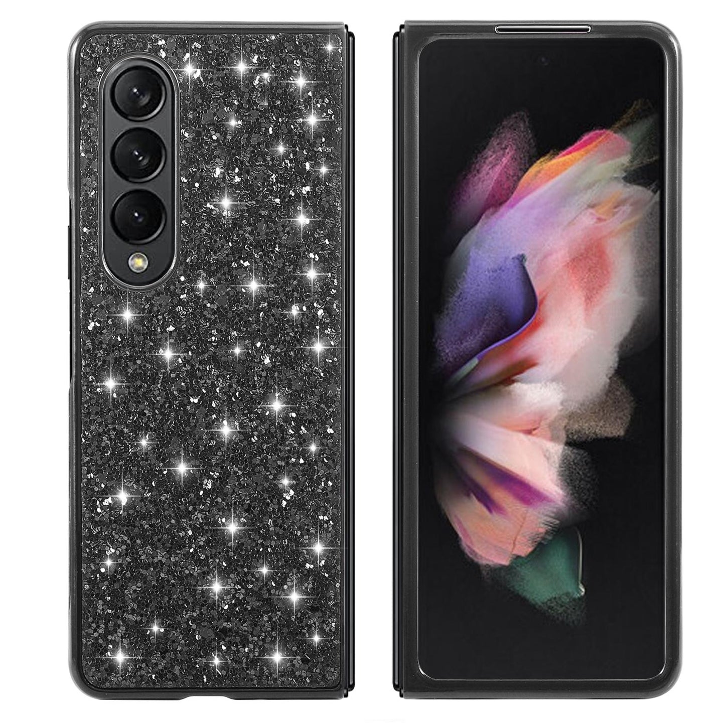 Glitter Tpu Shockproof Case for Samsung Galaxy z Fold 4 - Black