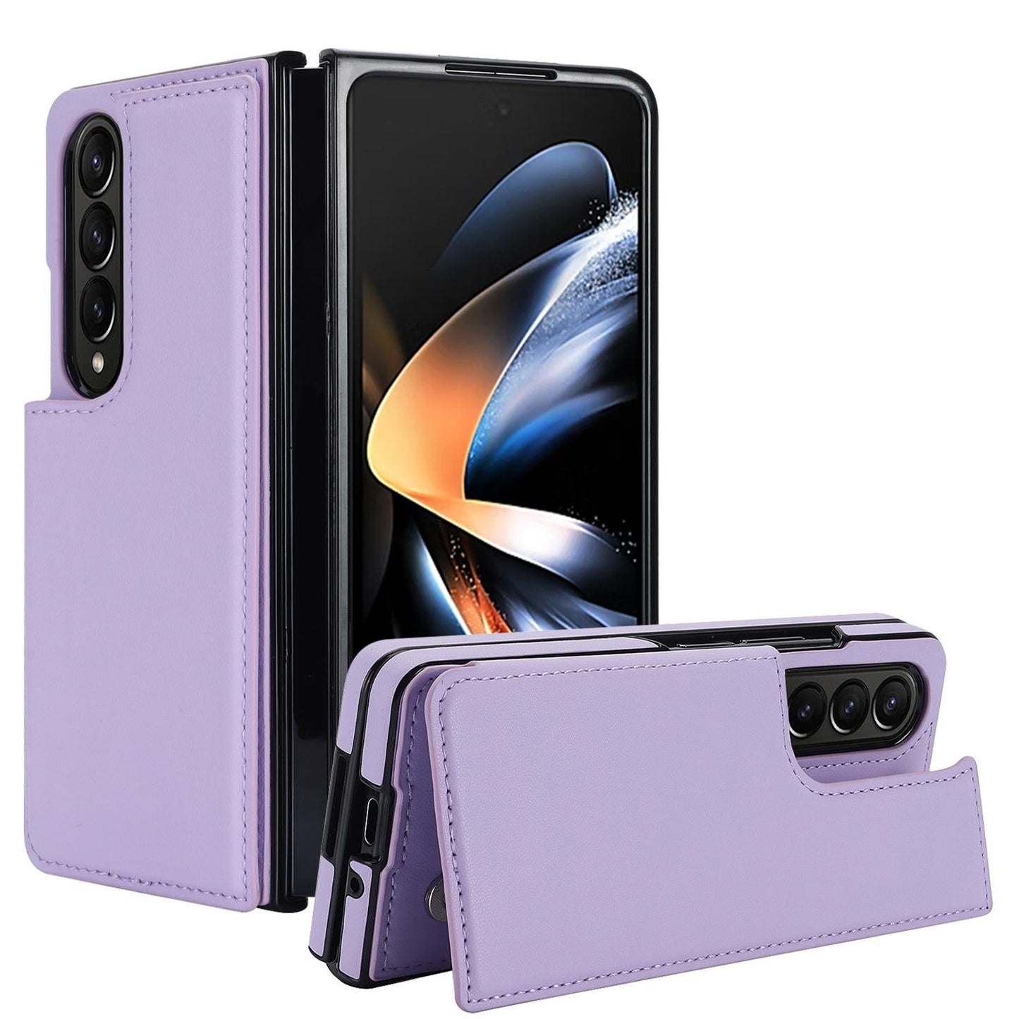Foldable Phone Case with Double Buckle Card Slot for Samsung Galaxy z Fold4 - Rose Gold