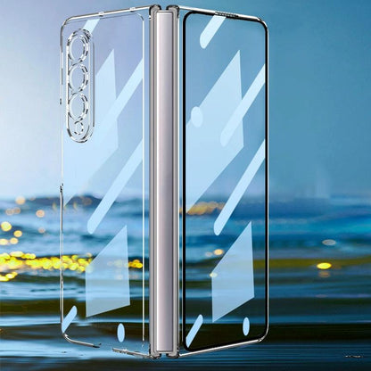 Full Coverage Electroplated Glass Case for Samsung Galaxy z Fold 4 - Silver