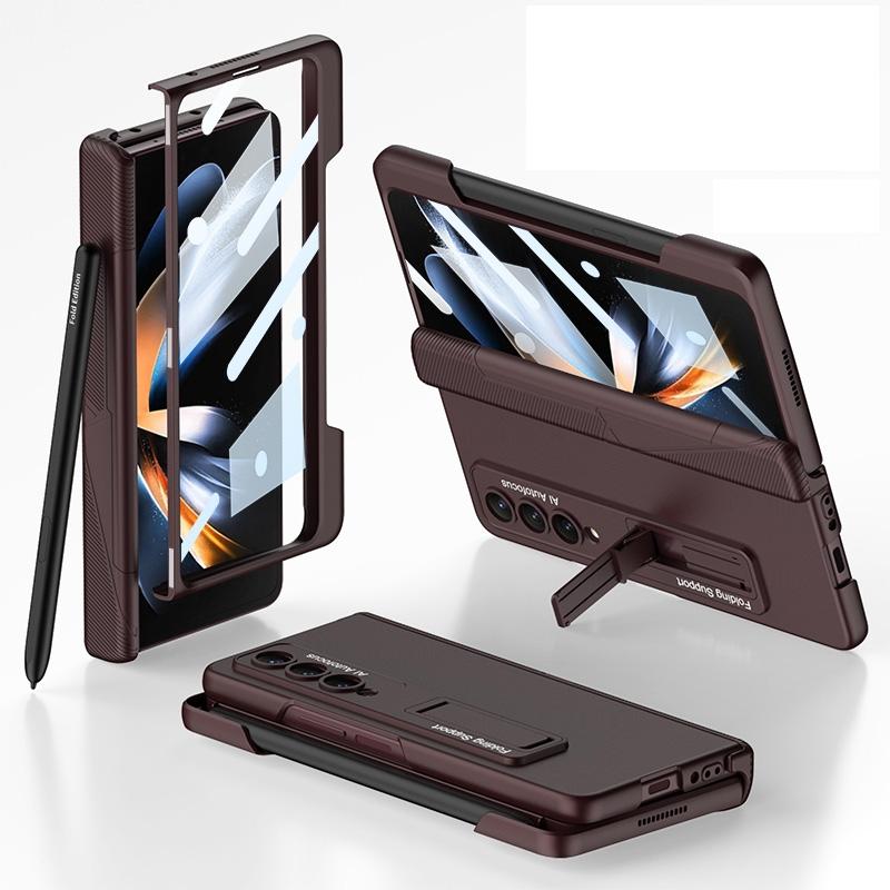 Foldable Phone Case with Magnetic Closure and Pen Slot for Samsung Galaxy z Fold 4 - Compact and Convenient - Green