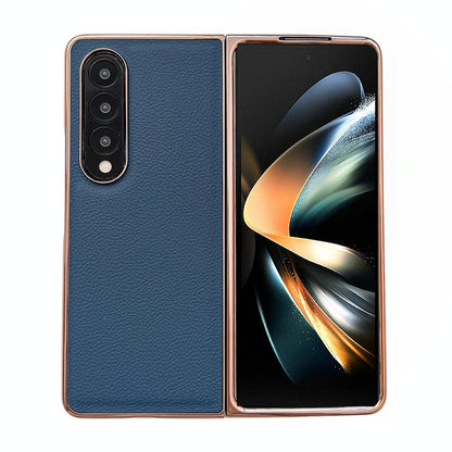 Skyline Series Nano Electroplating Pu Case for Samsung Galaxy z Fold 4 - Sky Blue