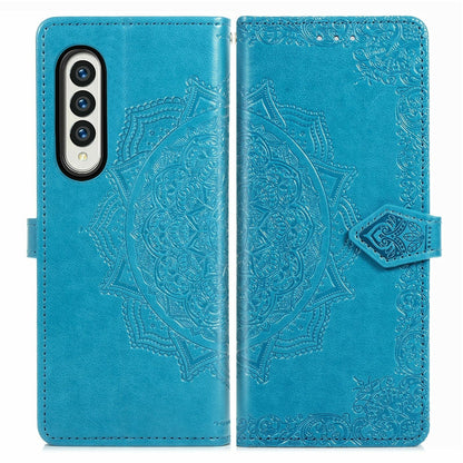 Embossed Mandala Leather Phone Case for Samsung Galaxy z Fold 4 - Green
