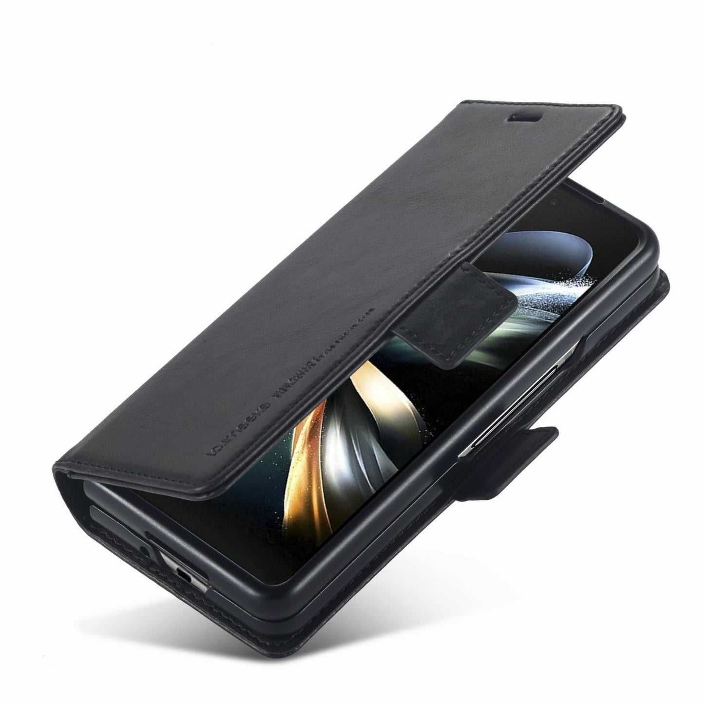 Rfid Leather Phone Case for Samsung Galaxy z Fold 4 / 5g - Secure & Stylish - Black