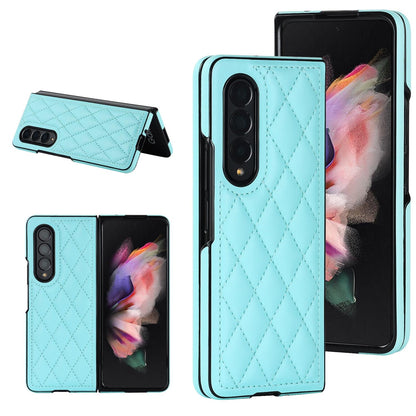 Foldable Microfiber Phone Case for Samsung Galaxy z Fold 4 - Rhombic Design - Blue