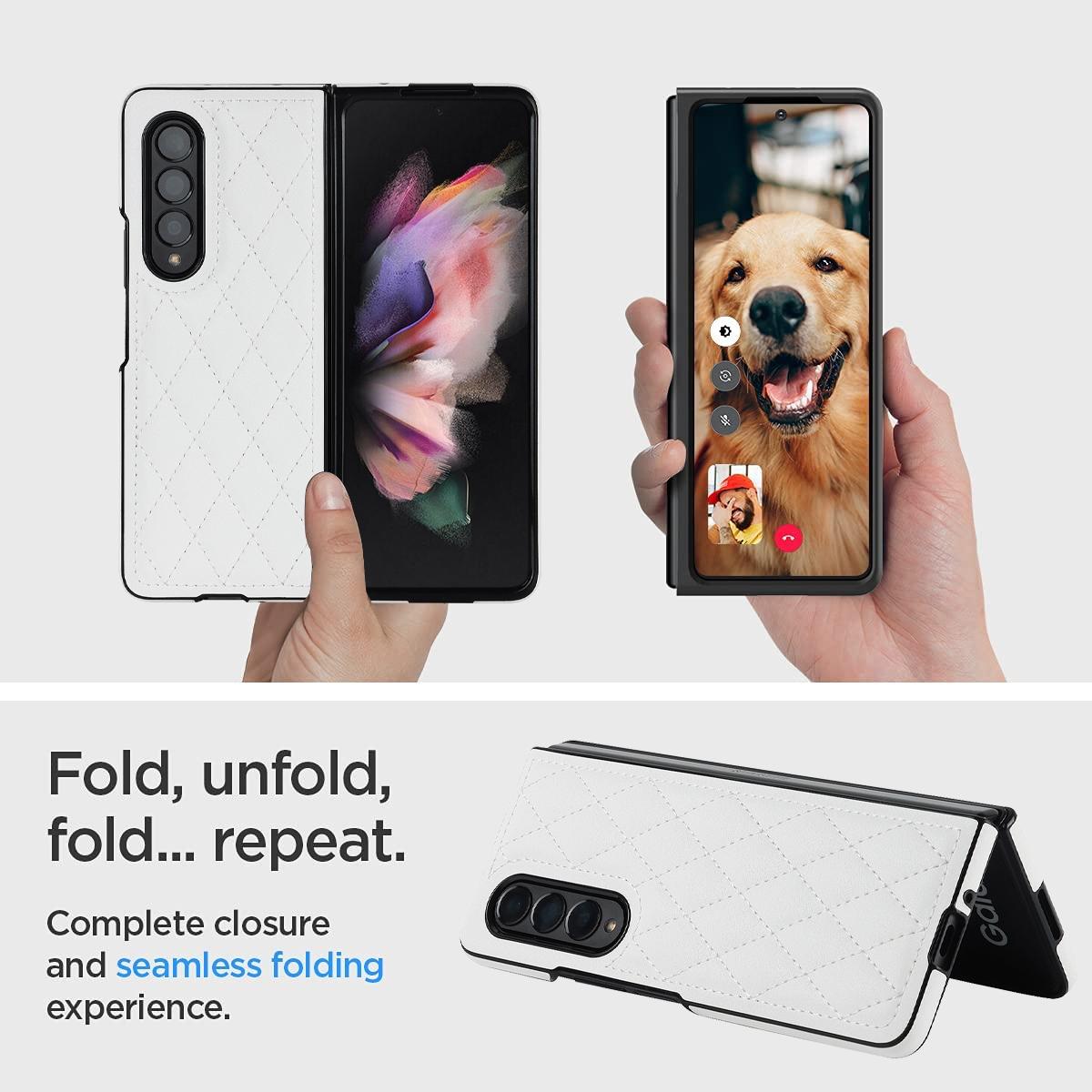 Foldable Microfiber Phone Case for Samsung Galaxy z Fold 4 - Rhombic Design - Blue