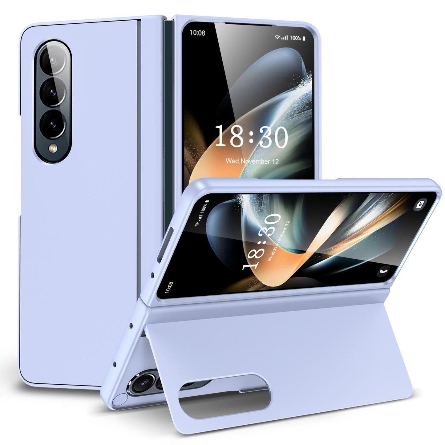 Foldable Phone Case with Holder for Samsung Galaxy z Fold 4 - Full Coverage - Light Purple