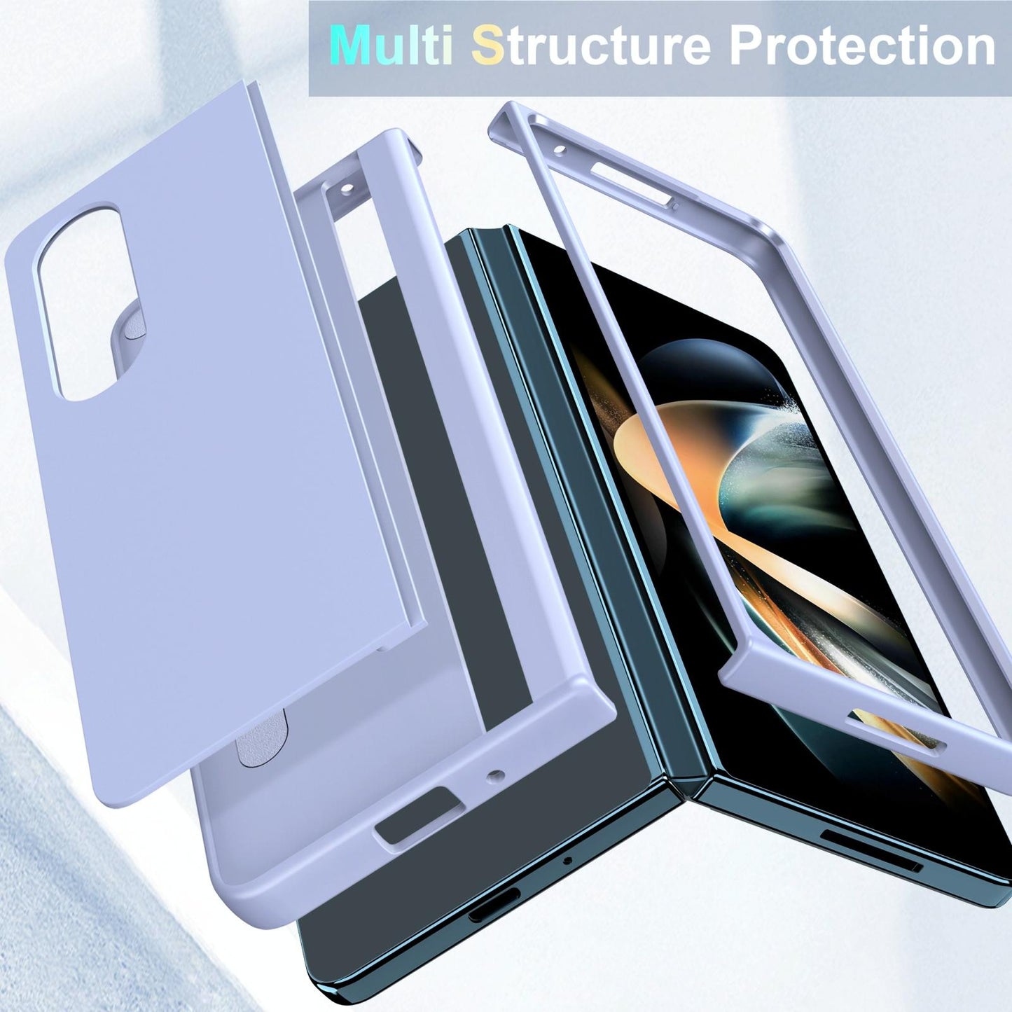 Foldable Phone Case with Holder for Samsung Galaxy z Fold 4 - Full Coverage - Light Purple