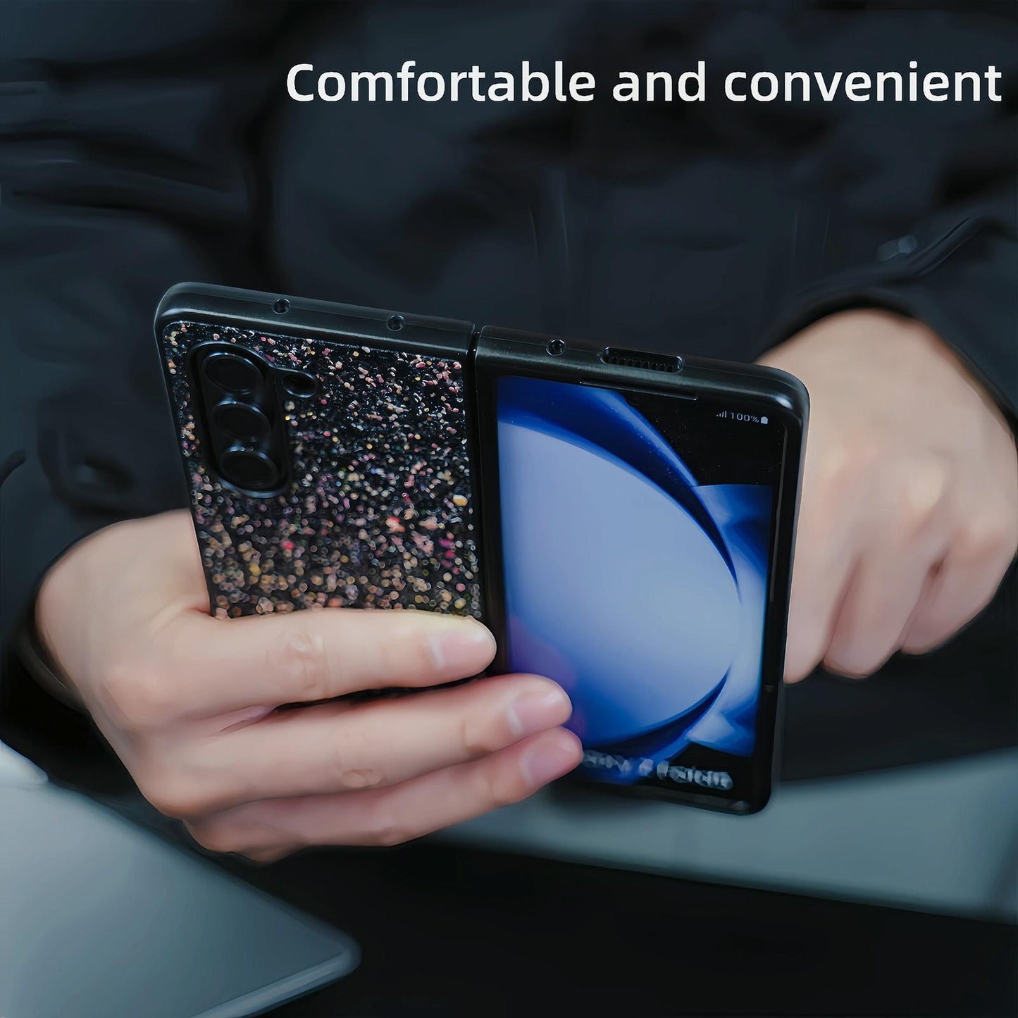 Foldable Diamond Case for Samsung Galaxy z Fold 4 - Compact and Stylish - Flash White