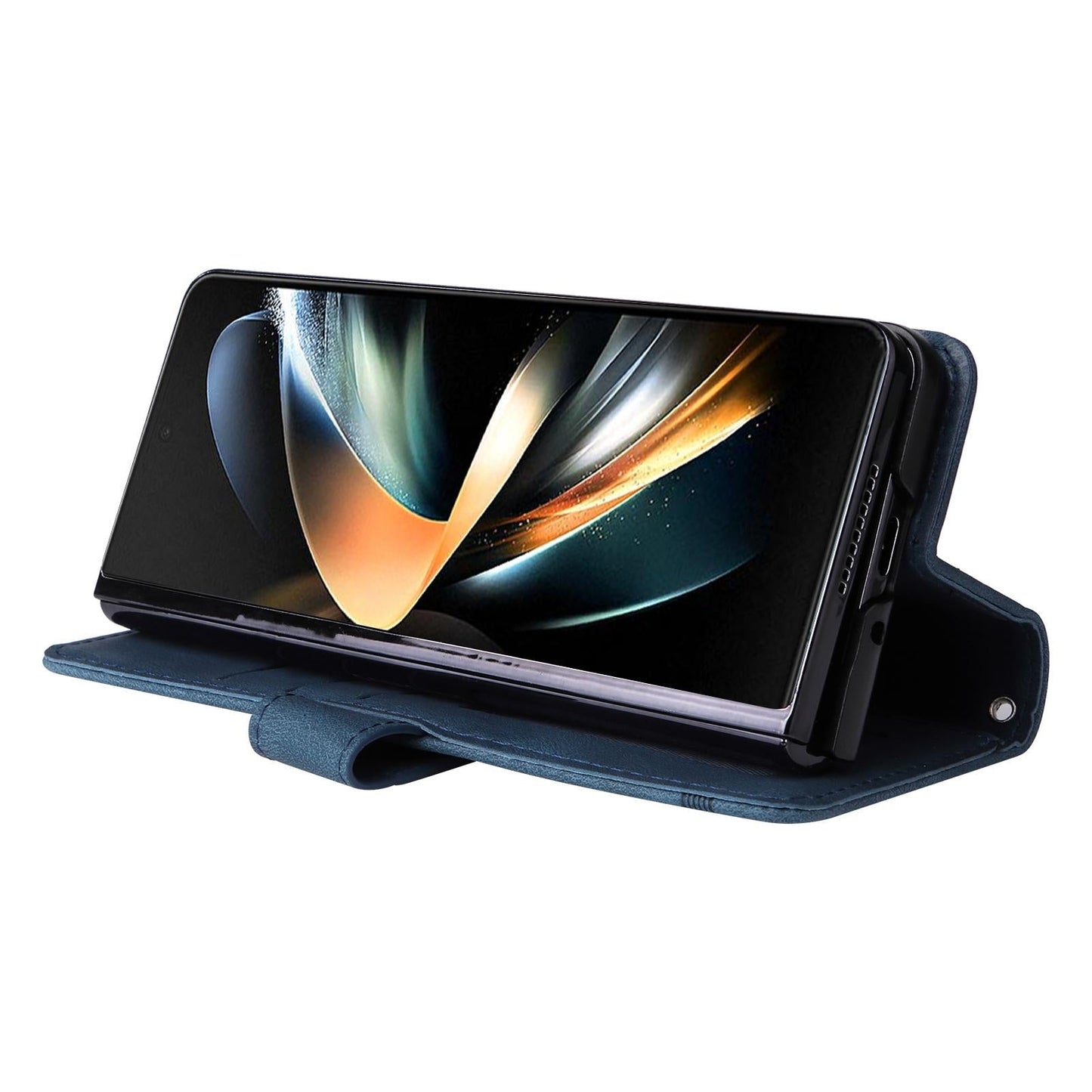 Metal Button Leather Case for Samsung Galaxy z Fold 4 / 5g - Tree Design - Black