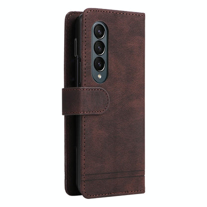 Metal Button Leather Case for Samsung Galaxy z Fold 4 / 5g - Tree Design - Black