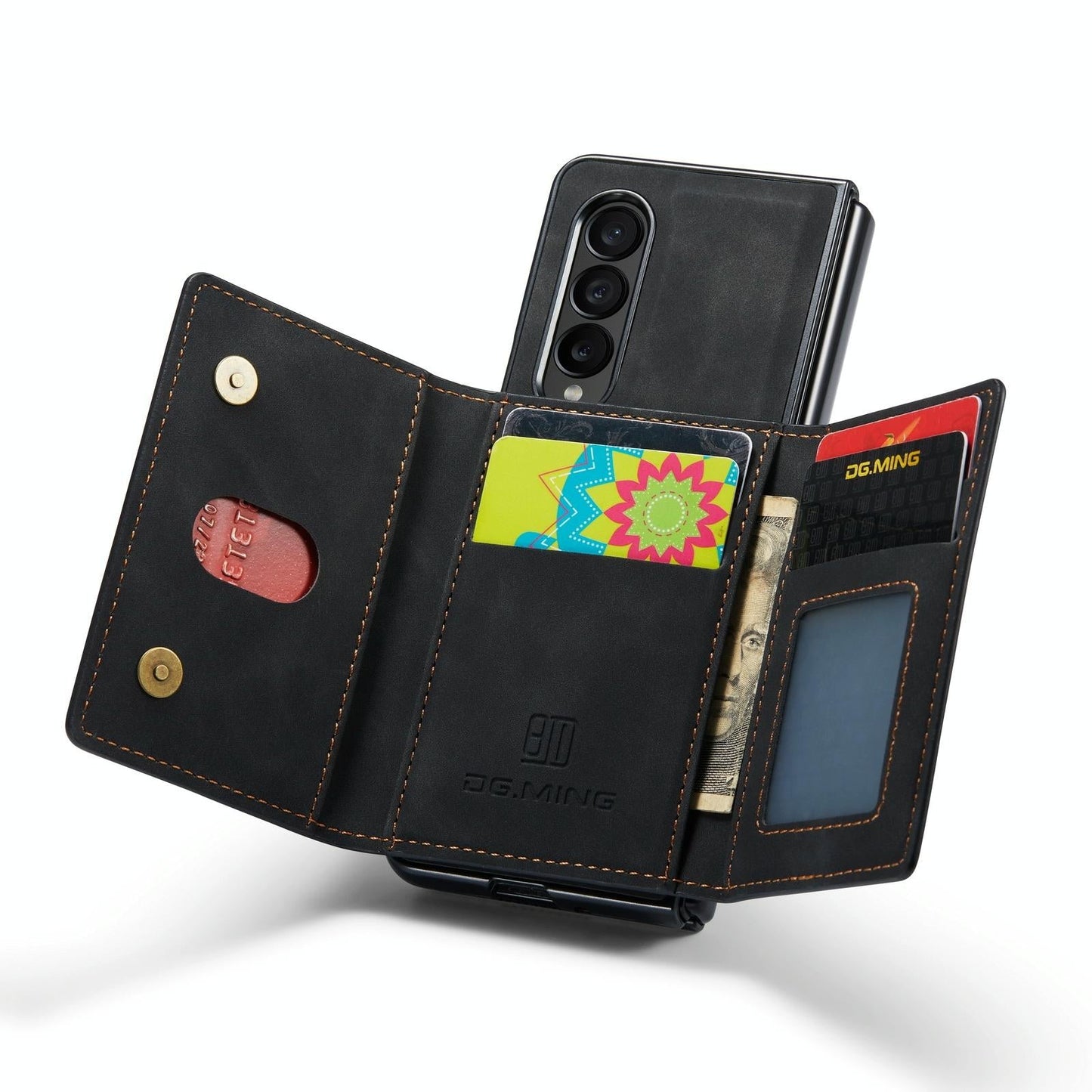 Multi-card Phone Case for Samsung Galaxy z Fold 4 - Fits Dg.ming M2 Series - Brown