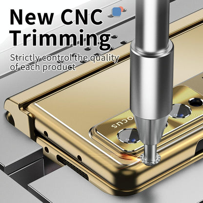 Shockproof Aluminum Double Hinge Case for Samsung Galaxy z Fold 4 - Silver Gold