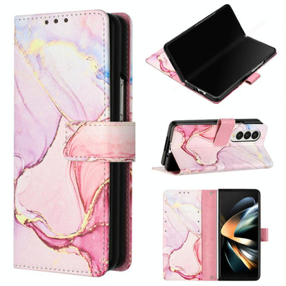 Marble Leather Flip Case for Samsung Galaxy z Fold 4 - Rose Gold Ls005