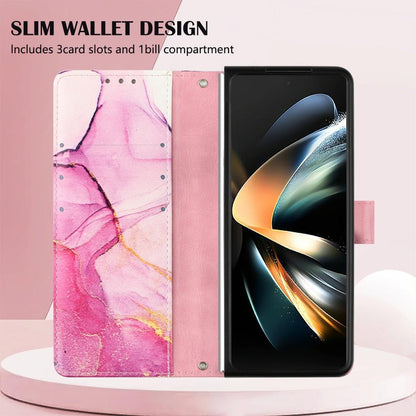 Marble Leather Flip Case for Samsung Galaxy z Fold 4 - Rose Gold Ls005