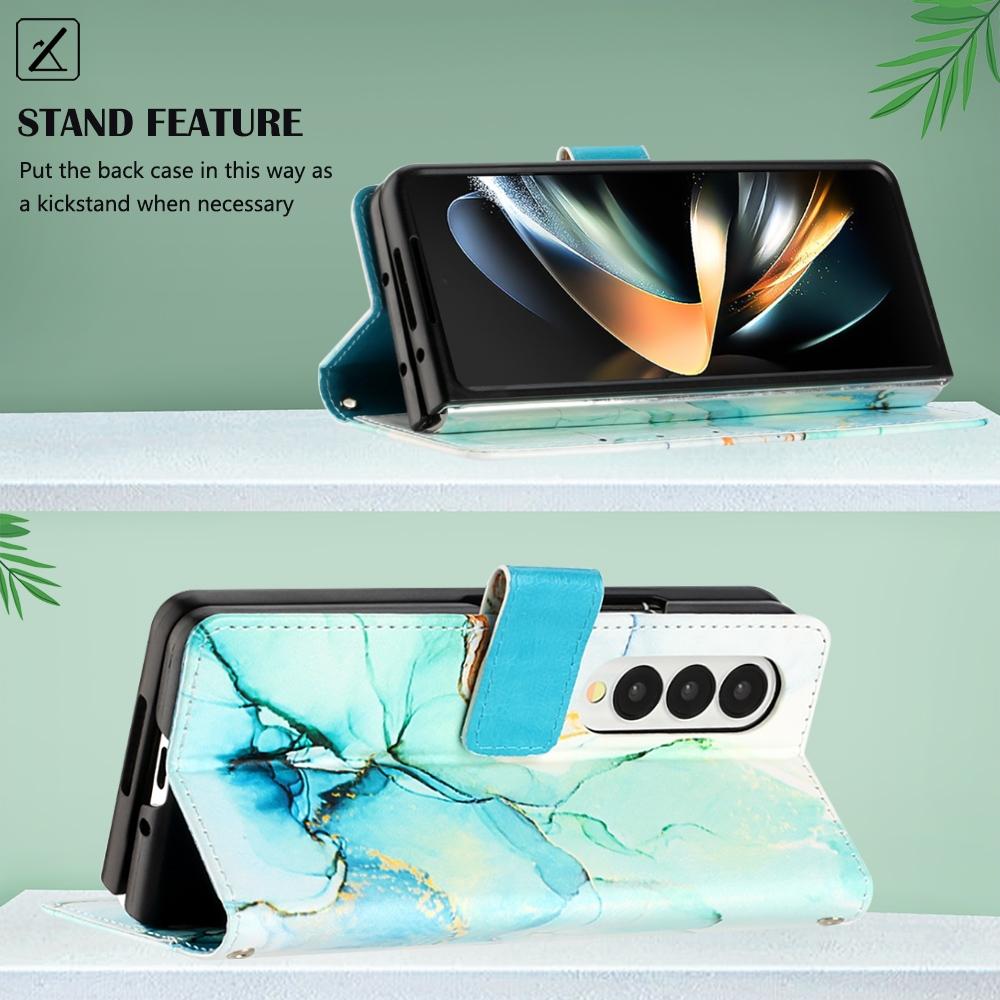 Marble Leather Flip Case for Samsung Galaxy z Fold 4 - Rose Gold Ls005