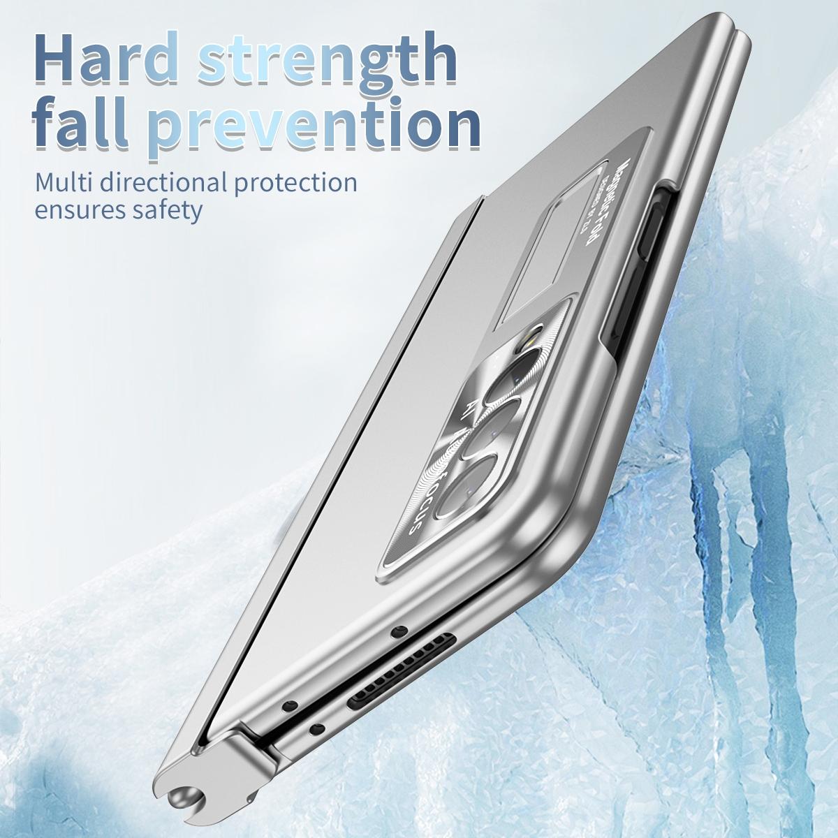 Foldable Phone Case with Pen Slot for Samsung Galaxy z Fold 4 - Electroplated - Blue