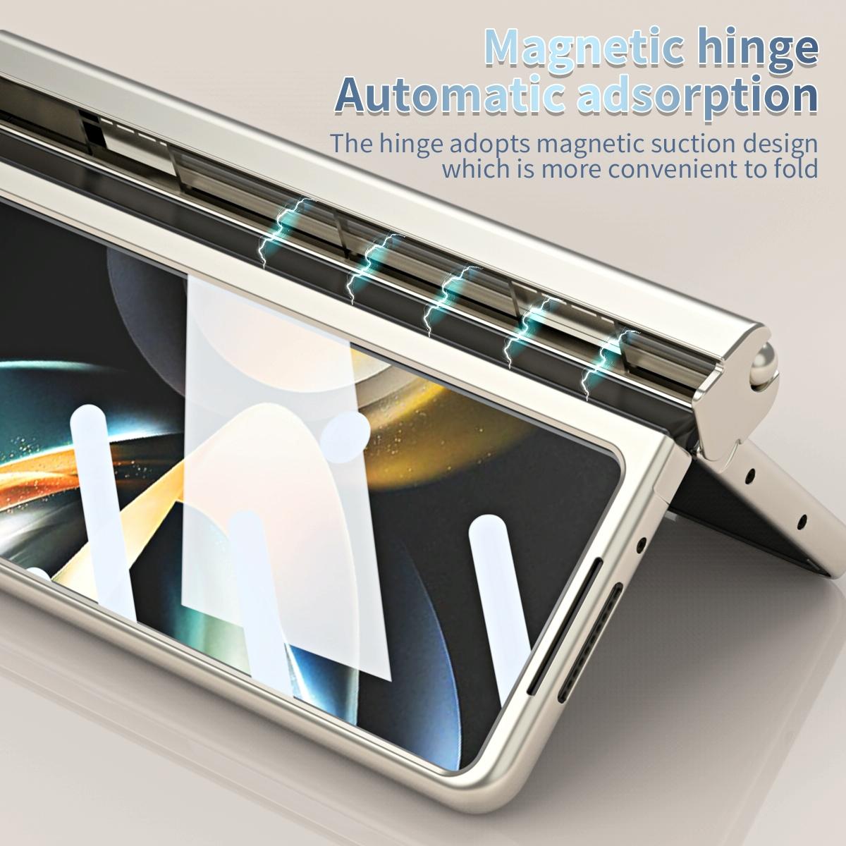 Foldable Phone Case with Pen Slot for Samsung Galaxy z Fold 4 - Electroplated - Blue