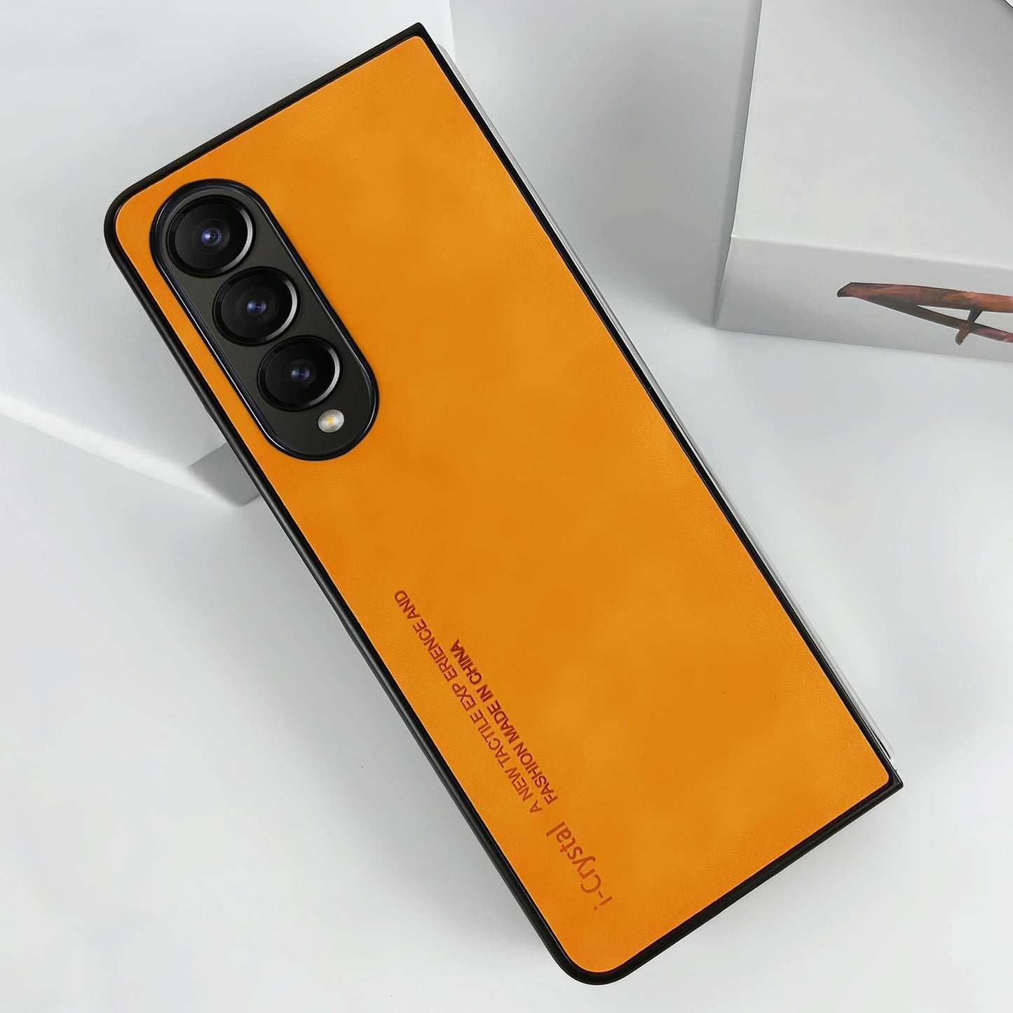 Crystal Leather Foldable Case for Samsung Galaxy z Fold 4 - Orange