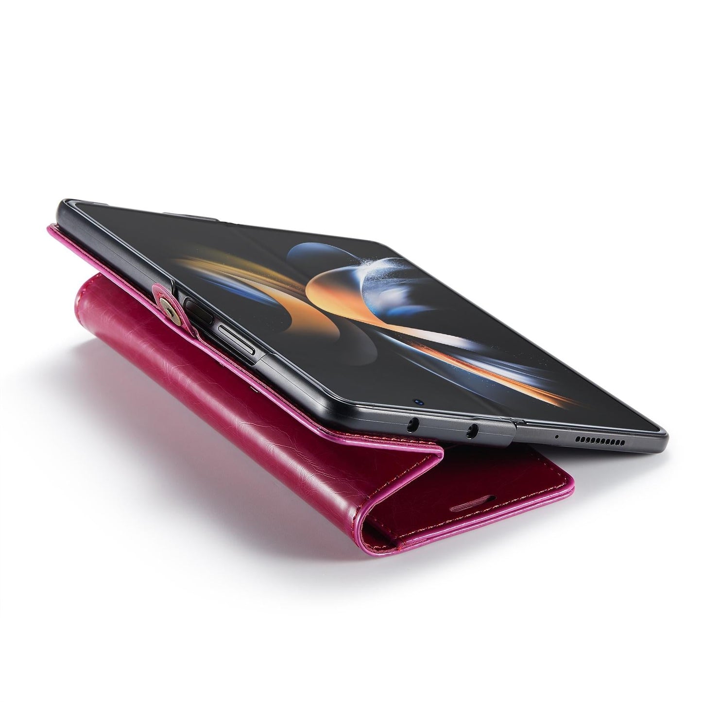 Premium Crazy Horse Leather Phone Case for Samsung Galaxy z Fold 4 - Rose Gold