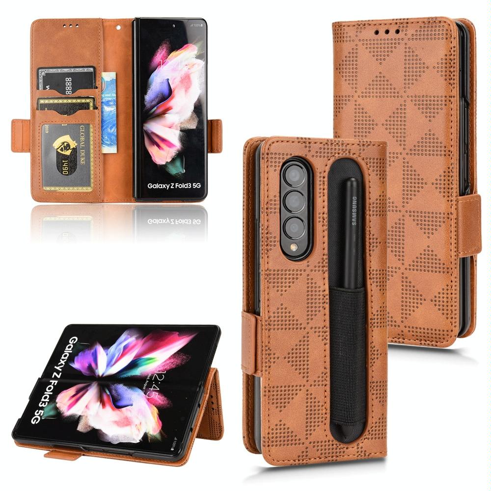 Symmetrical Leather Triangle Phone Case for Samsung Galaxy z Fold 4 - Purple