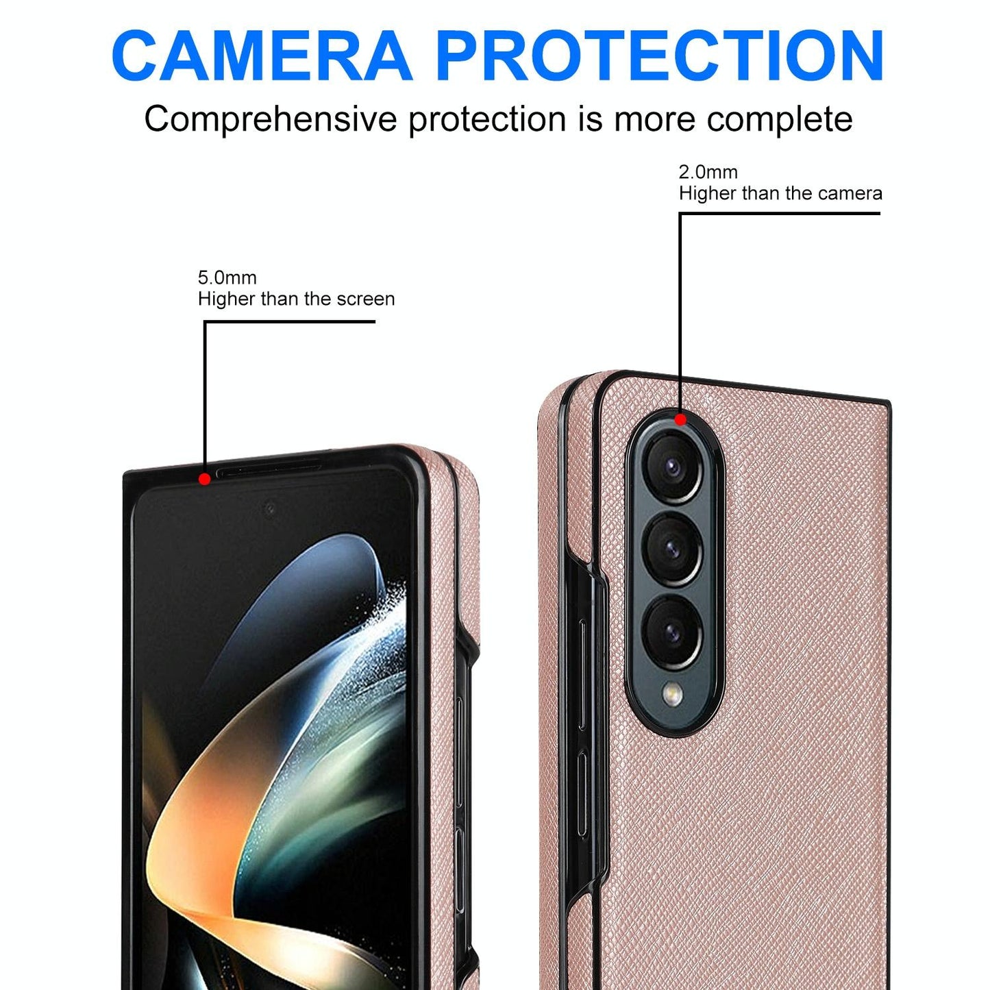 Foldable Cross Pattern Phone Case - Compact Design - Rose Gold