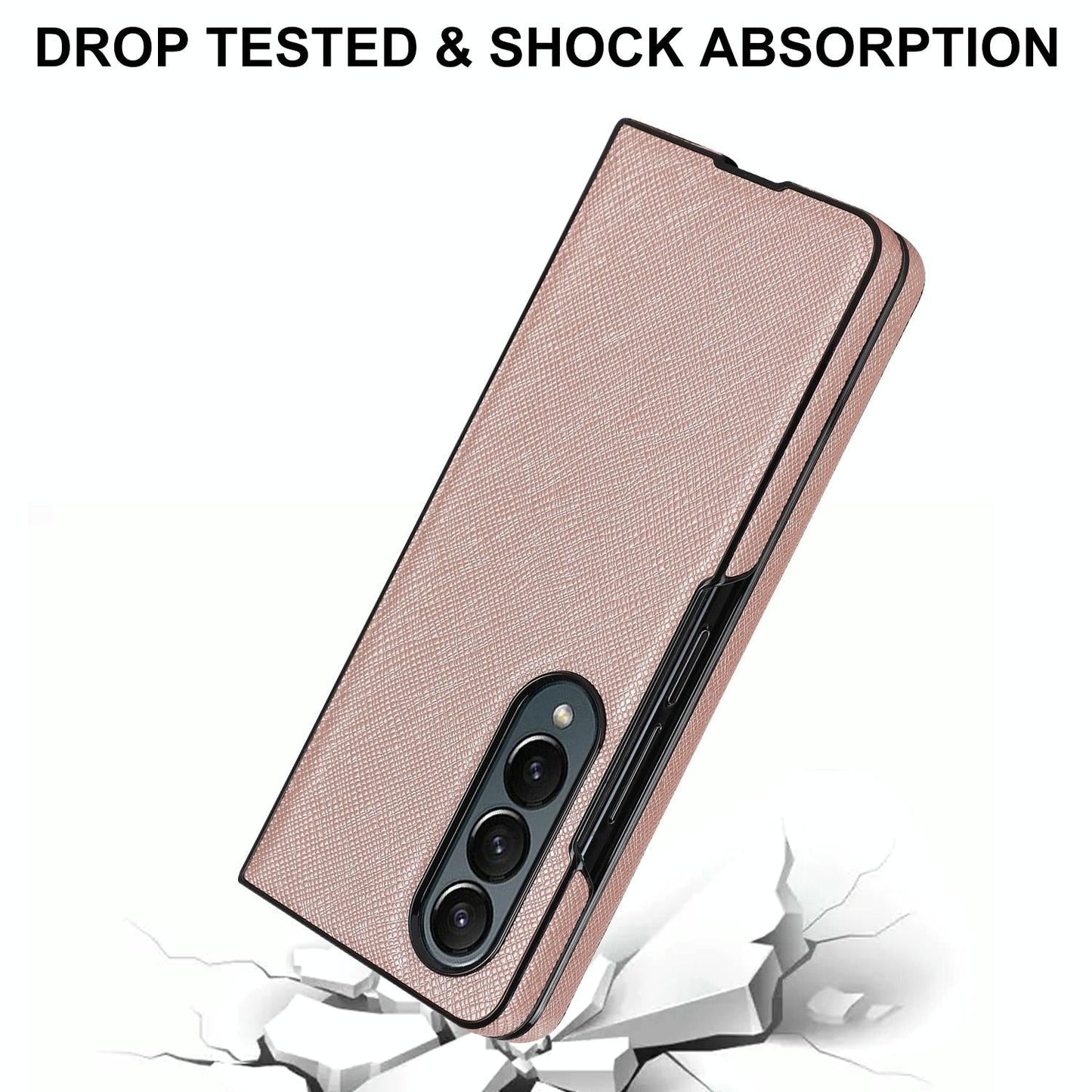 Foldable Cross Pattern Phone Case - Compact Design - Rose Gold