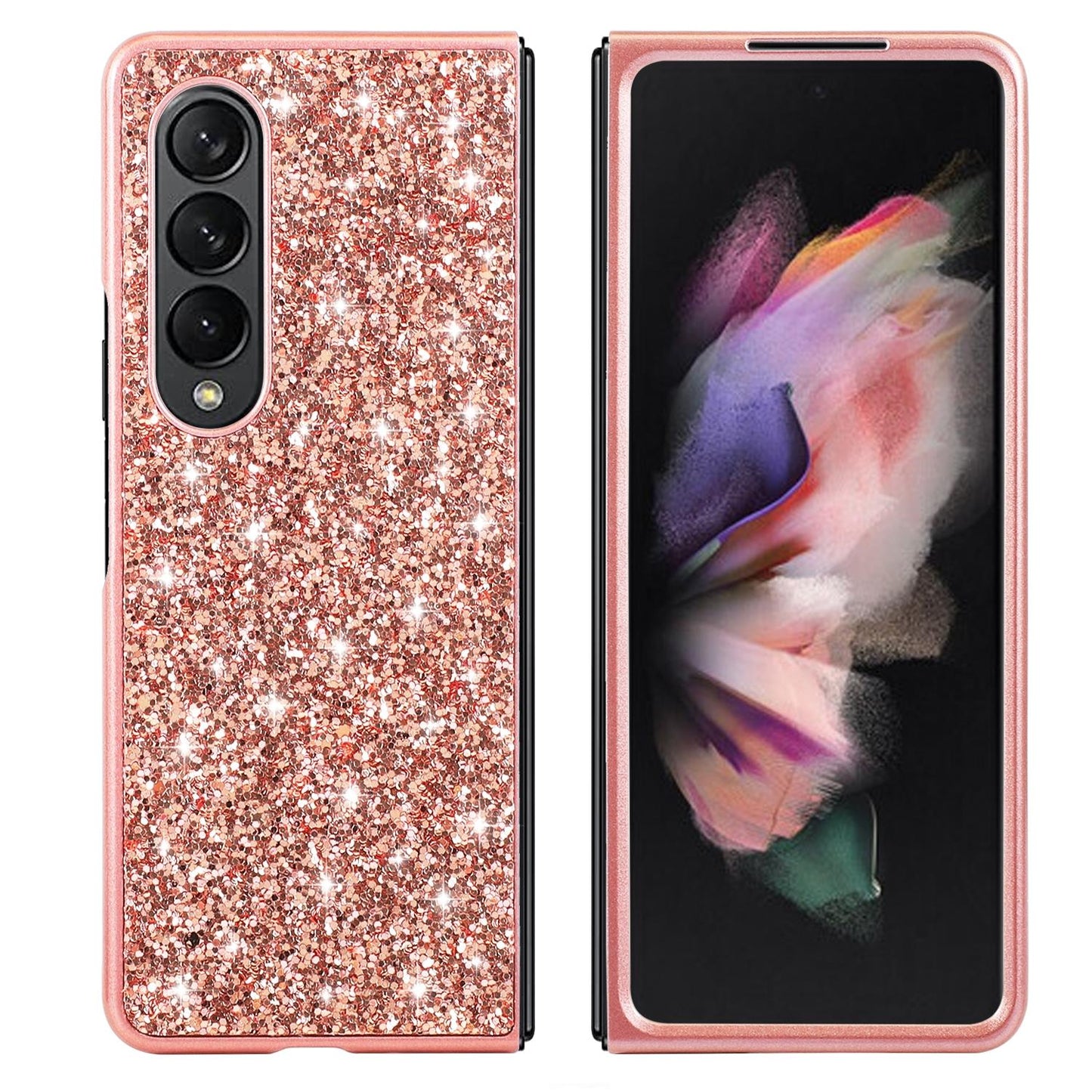 Glitter Tpu Shockproof Case for Samsung Galaxy z Fold 4 - Rose Gold