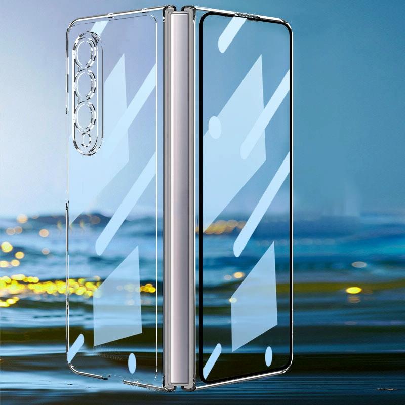 Full Coverage Electroplated Glass Case for Samsung Galaxy z Fold 4 - Black