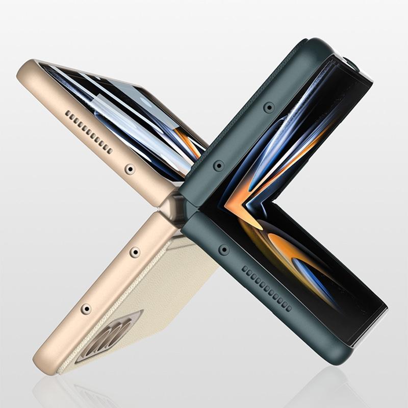 Foldable Leather Case with Stand for Samsung Galaxy z Fold 4 - Ultra Thin - Champagne Gold
