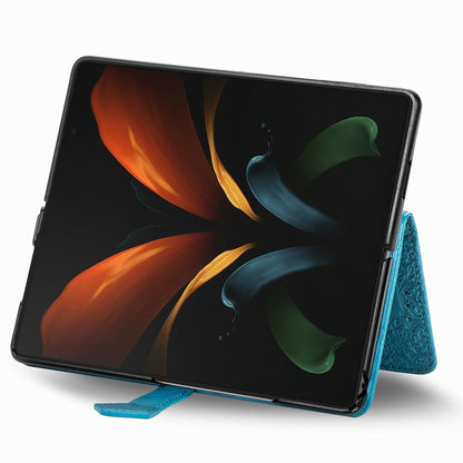 Embossed Mandala Leather Phone Case for Samsung Galaxy z Fold 4 - Gray