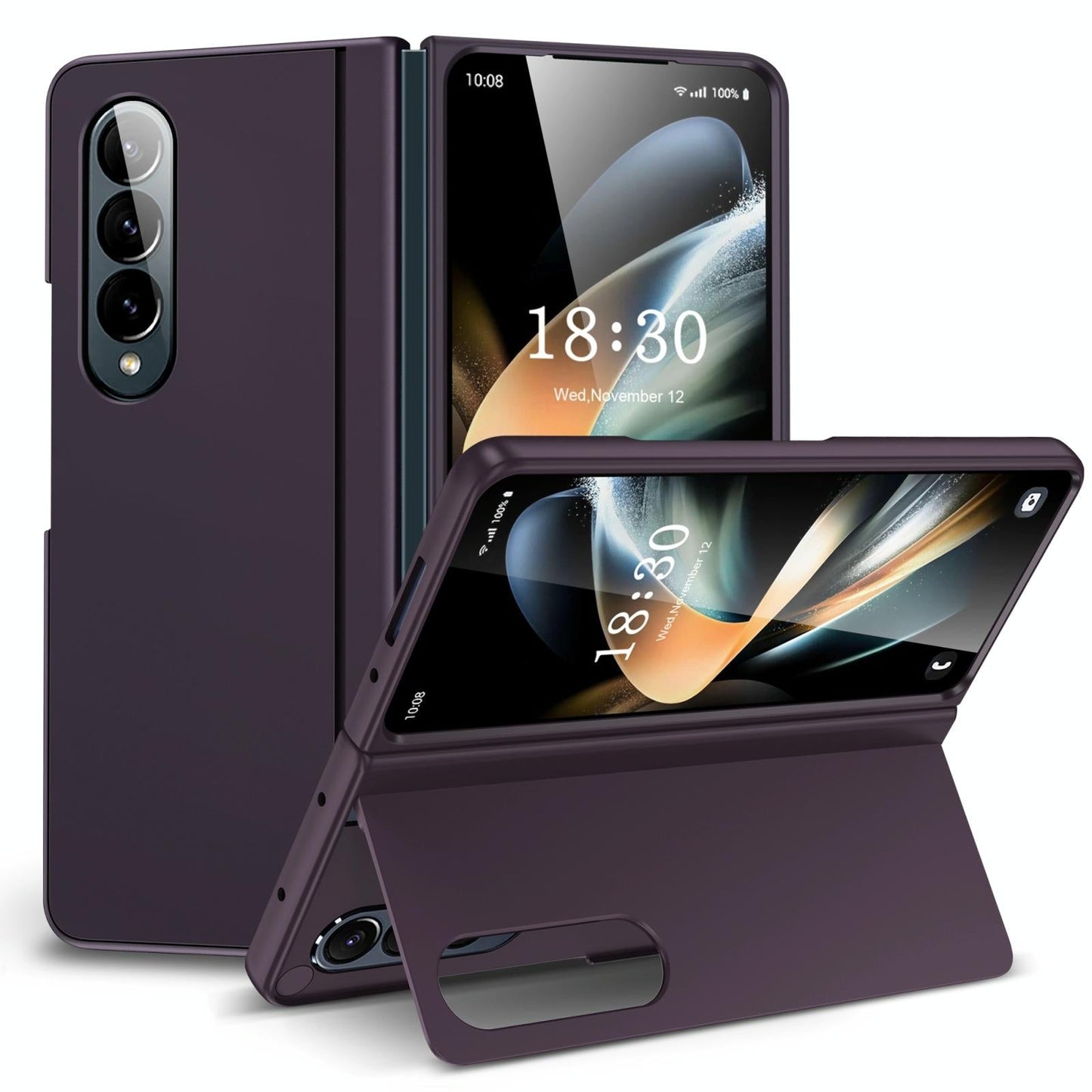 Foldable Phone Case with Holder for Samsung Galaxy z Fold 4 - Full Coverage - Dark Purple
