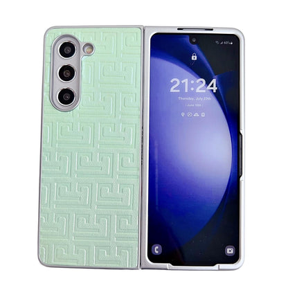 Geometric Gradient Leather Phone Case for Samsung Galaxy z Fold 4 5g - Pearlescent Finish - Green