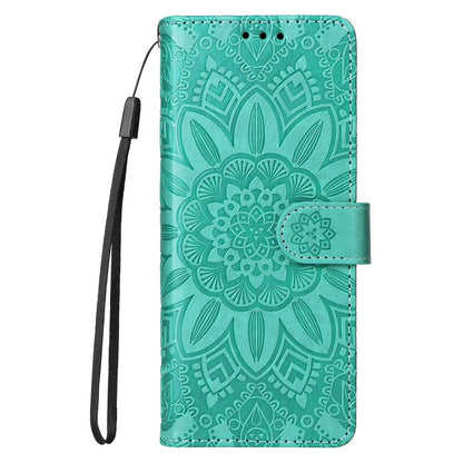 Sunflower Embossed Leather Phone Case for Samsung Galaxy z Fold 4 / 5g - Rose Gold