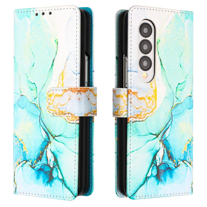 Marble Leather Flip Case for Samsung Galaxy z Fold 4 - White Purple Ls006