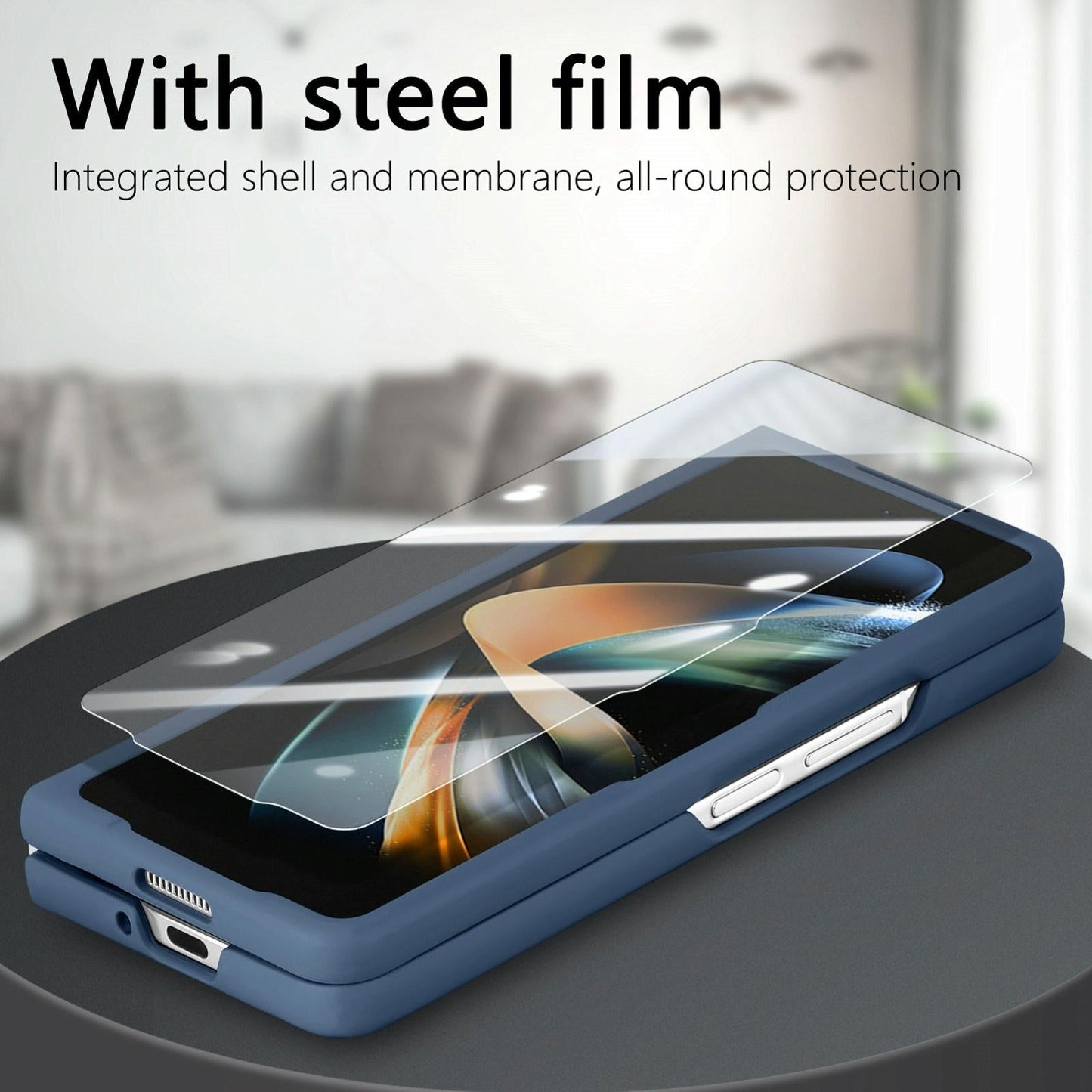 Vintage Leather Fold Case for Samsung Galaxy z Fold 4 - Black