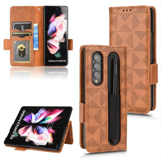 Symmetrical Leather Triangle Phone Case for Samsung Galaxy z Fold 4 - Brown