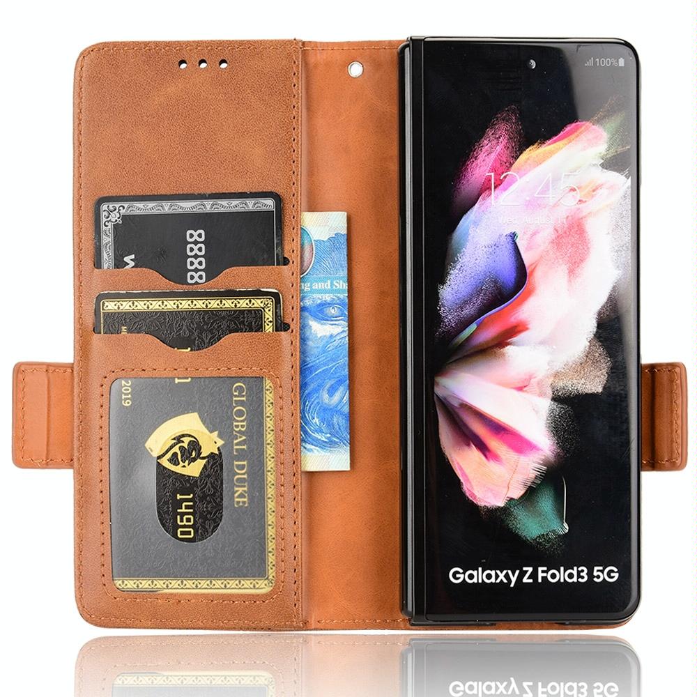 Symmetrical Leather Triangle Phone Case for Samsung Galaxy z Fold 4 - Brown