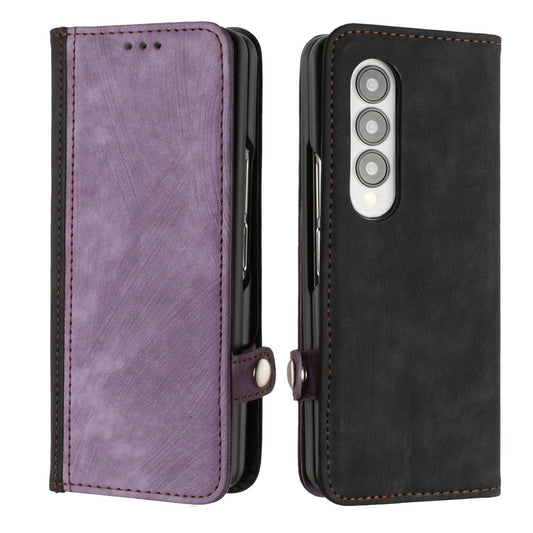 Leather Phone Case with Side Buckle for Samsung Galaxy z Fold 4 / 5g - Purple