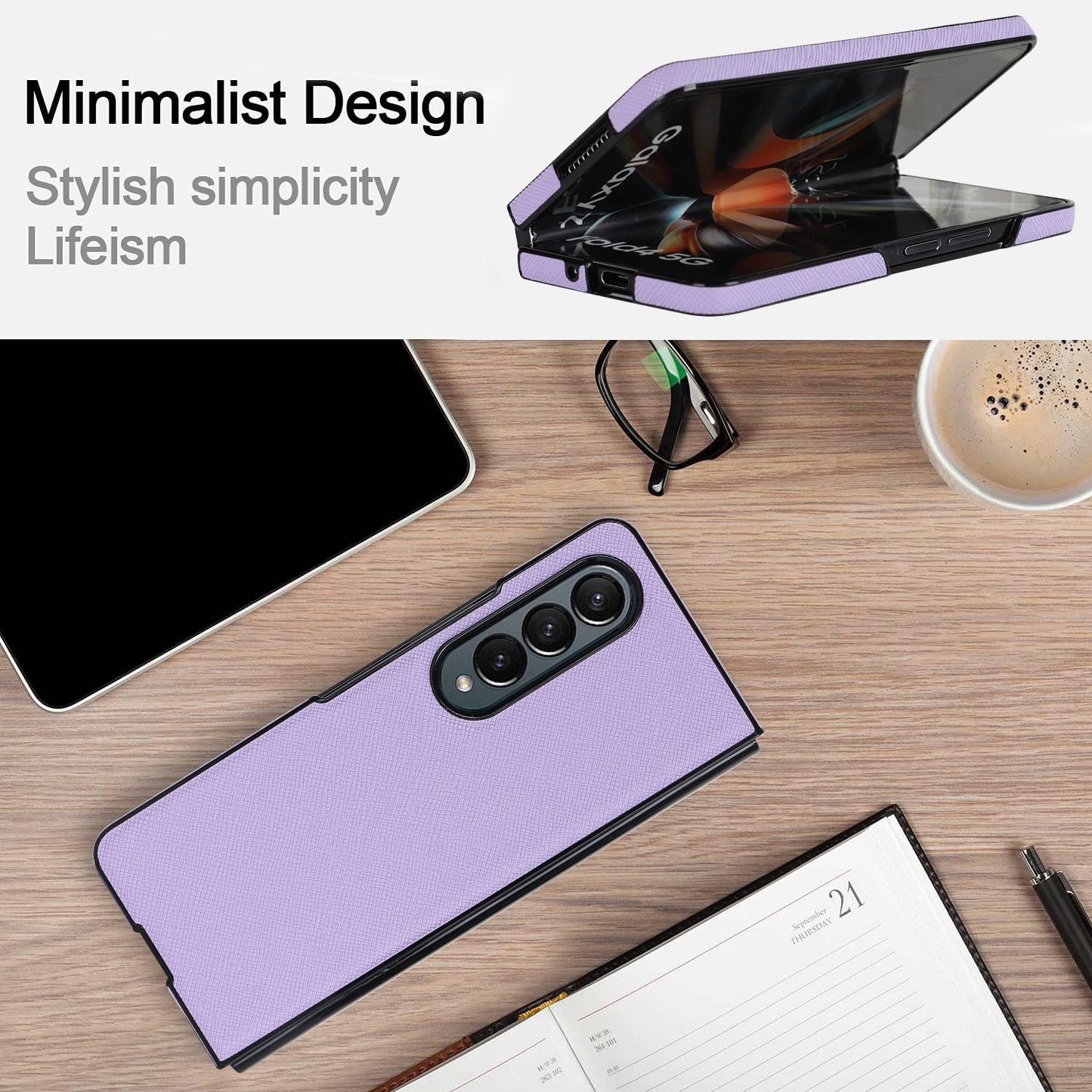 Foldable Cross Pattern Phone Case - Compact Design - Purple